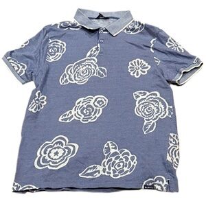 Large Ben Sherman Blue Floral Polo Shirt